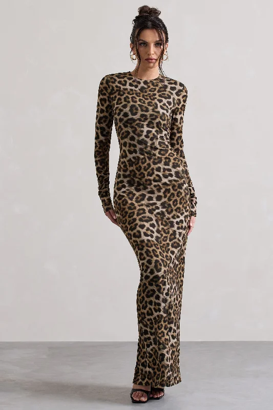 Run Wild | Leopard Print Long-Sleeve Maxi Dress