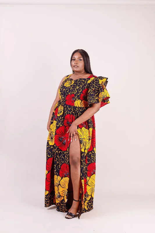 SANDRA African Print Maxi Dress