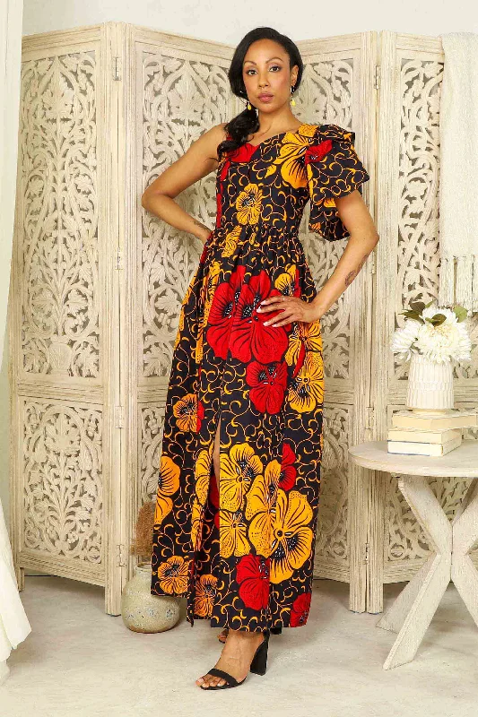 SANDRA African Print Maxi Dress