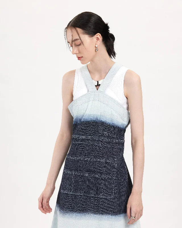 Shading Denim Worker Dress