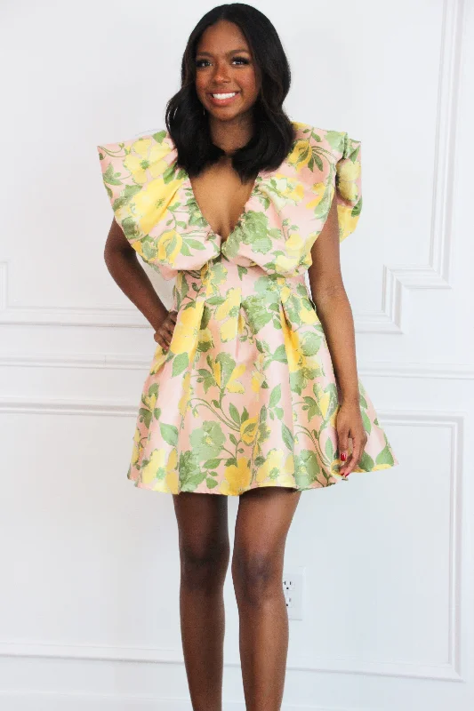 Spring Crush Floral Dress: Yellow/Pink Mult