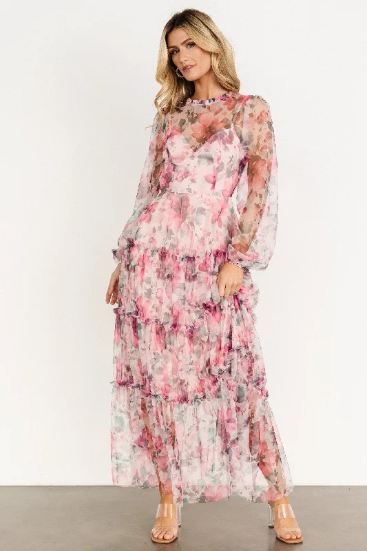 Stephanie Tiered Maxi Dress | Mauve Floral