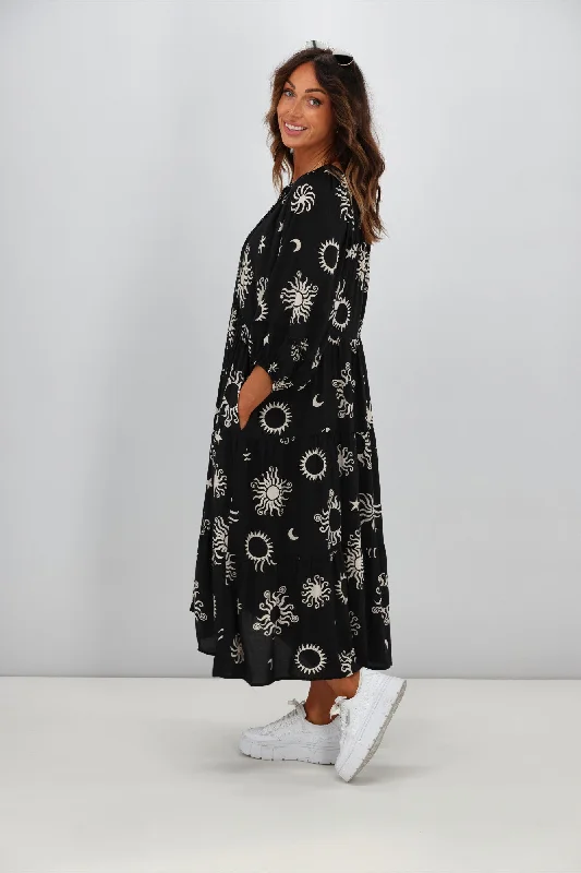 Sunday Boho Athena Dress Black Tan