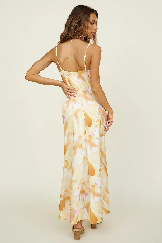 Tropical Palms Maxi Dress Yellow