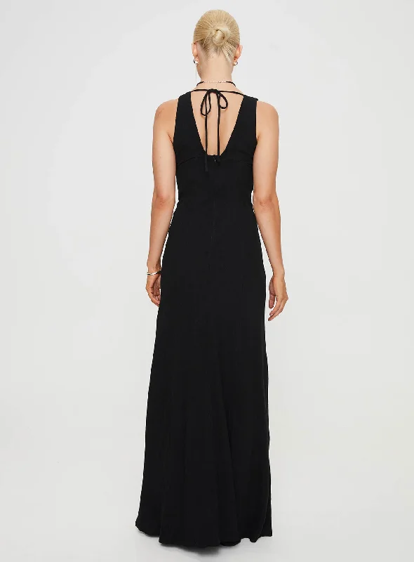 Verde Linen Blend Maxi Dress Black