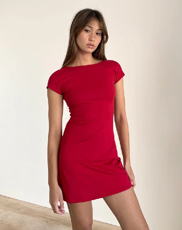 Wangi Backless Mini Dress in Adrenaline Red