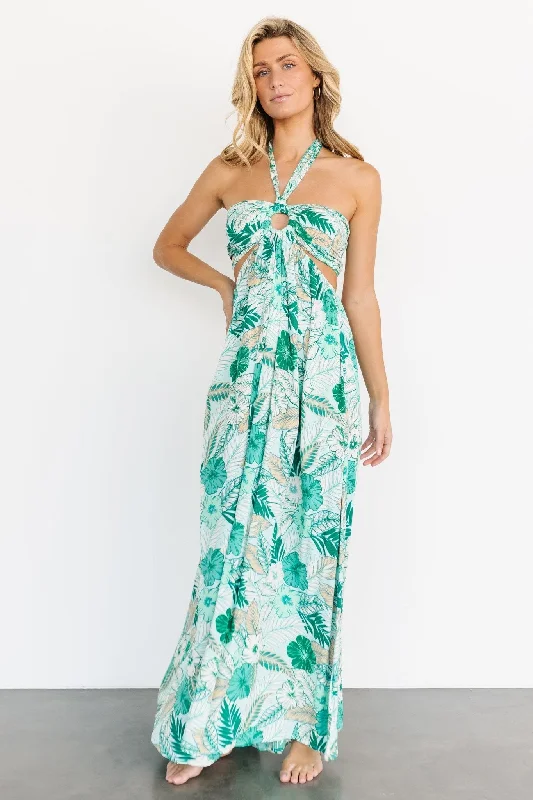 Wylde Cut Out Maxi Dress | Green Multi