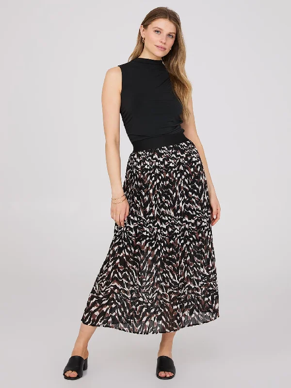 Printed Pleated Chiffon Skirt