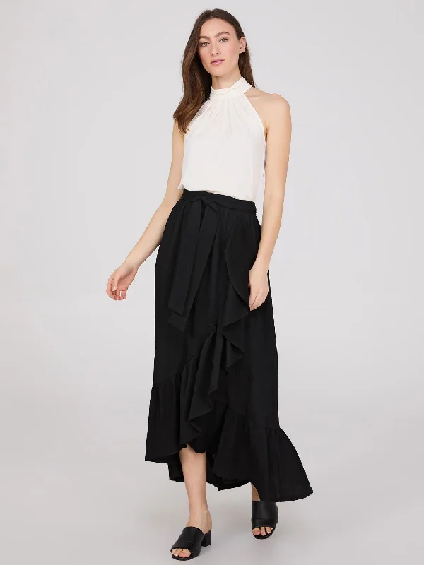 Ruffle High-Low Maxi Skirt