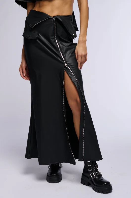 AFTER HOURS FRONT ZIP FAUX LEATHER MAXI SKIRT