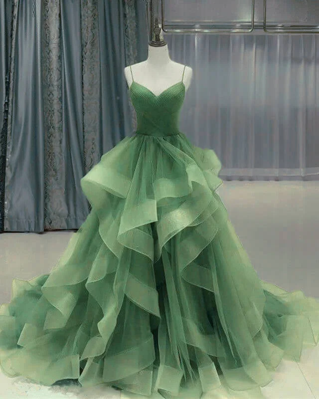 Ball Gown Organza Ruffles Quinceanera Dresses Spaghetti Straps