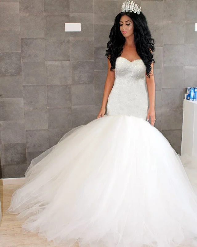 bling bling sequins beaded sweetheart mermaid wedding dresses