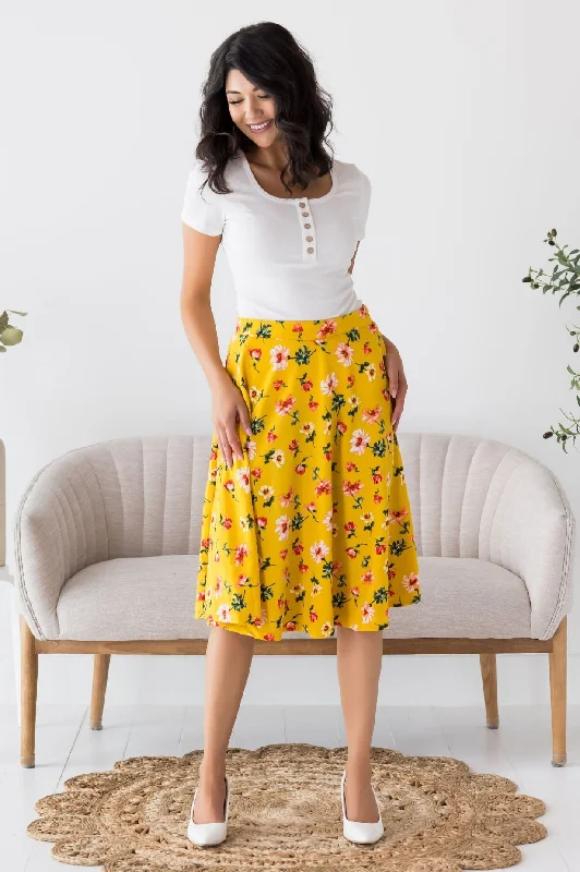 Bouquet of Flowers Modest Circle Skirt