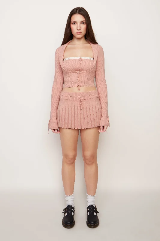 Cielo Pleated Knit Mini Skirt