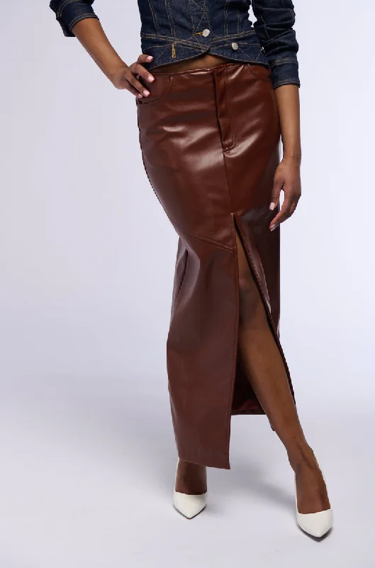 EARNED IT FAUX LEATHER MAXI SKIRT