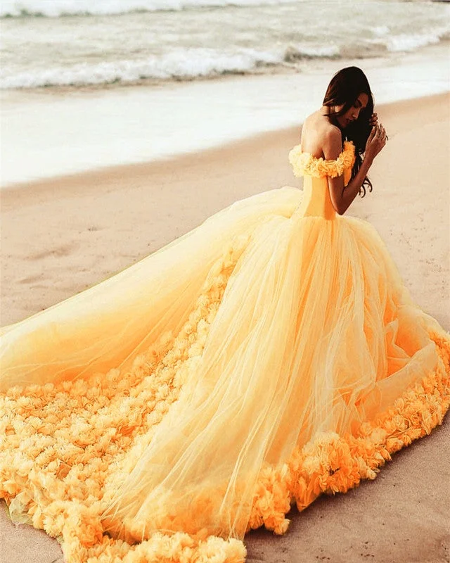 Elegant Flower Tulle Quinceanera Dresses Ball Gowns Off Shoulder