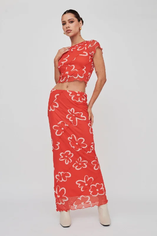 Gold Rush Maxi Skirt Print Orange