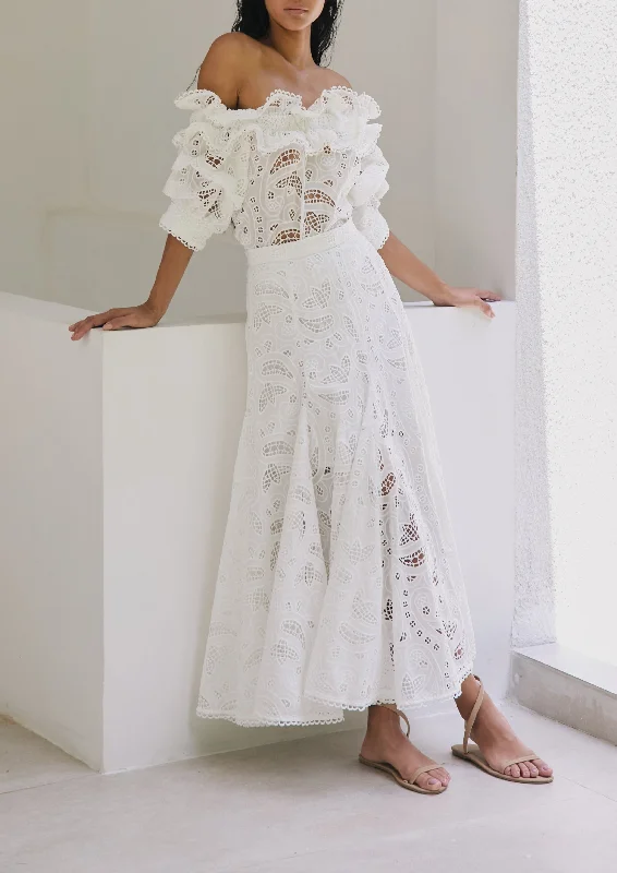 La Botanica Skirt In White Eyelet