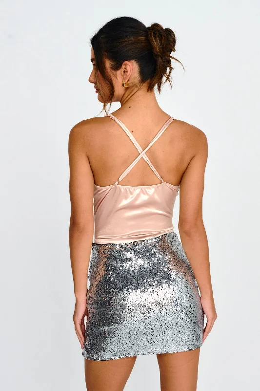 Light It Up Sequin Mini Skirt Silver