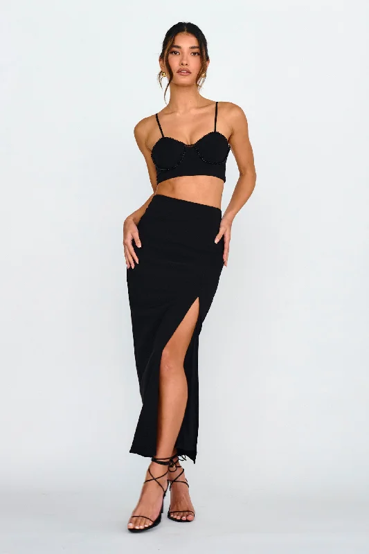 Next To You Thigh Split Skirt Black