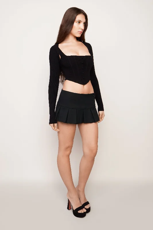 Pleated Micro Mini Skirt