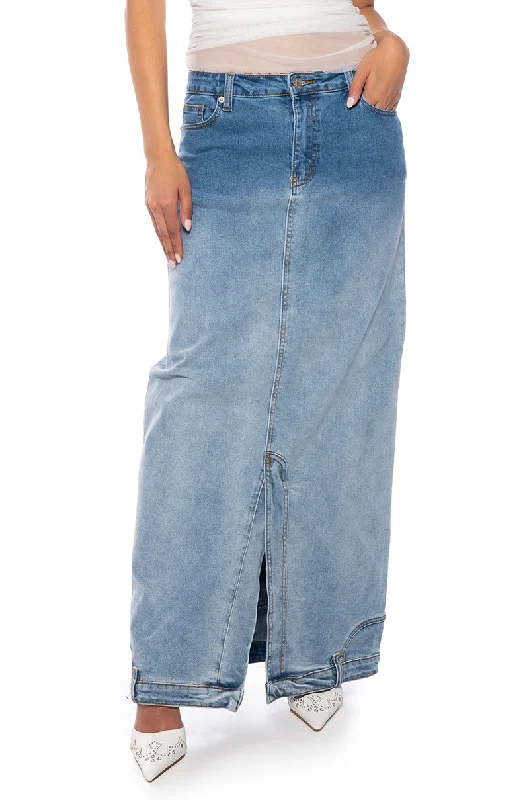 SEEING DOUBLE DENIM MAXI SKIRT