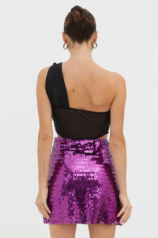 Starry December Sequin Mini Skirt Purple