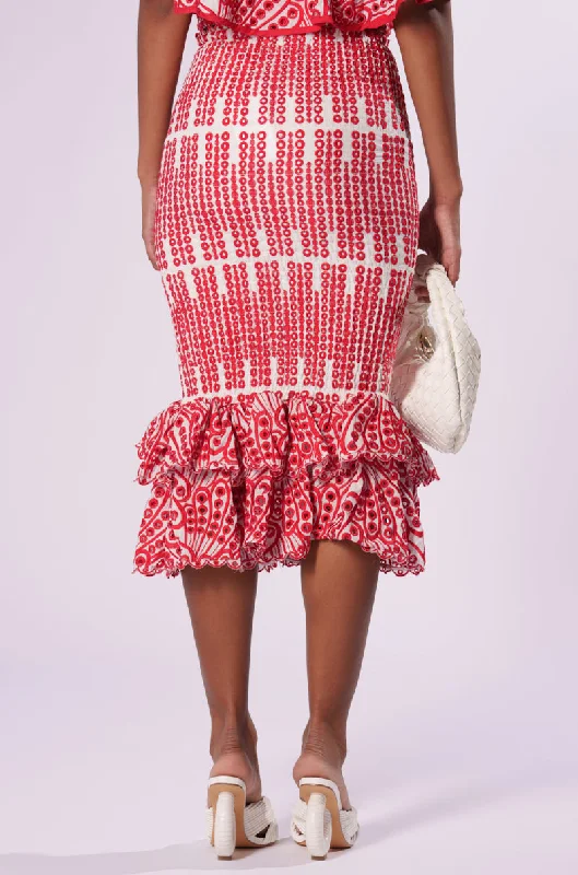 SUMMER LOVING RUFFLE TEXTURED MIDI SKIRT