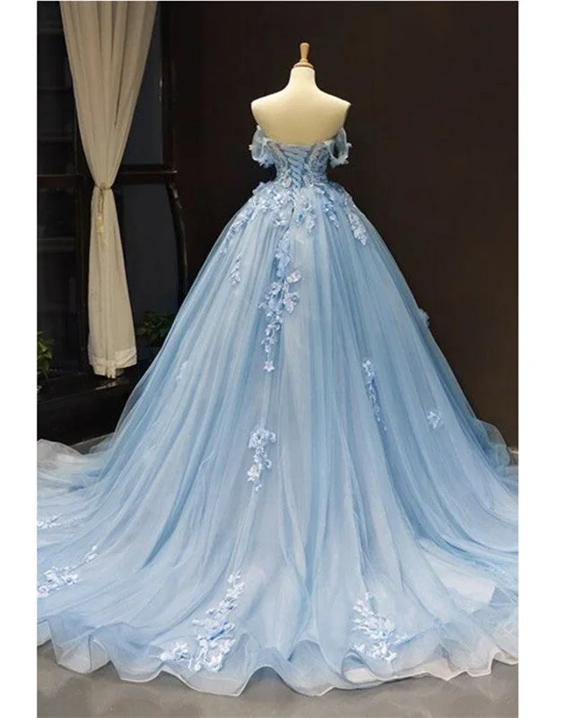 Tulle Ball Gown Dresses Off Shoulder Lace Embroidery