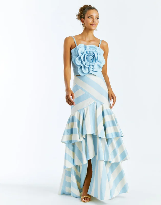 Victoria Convertible Gown Skirt in Blue & Ivory Stripe