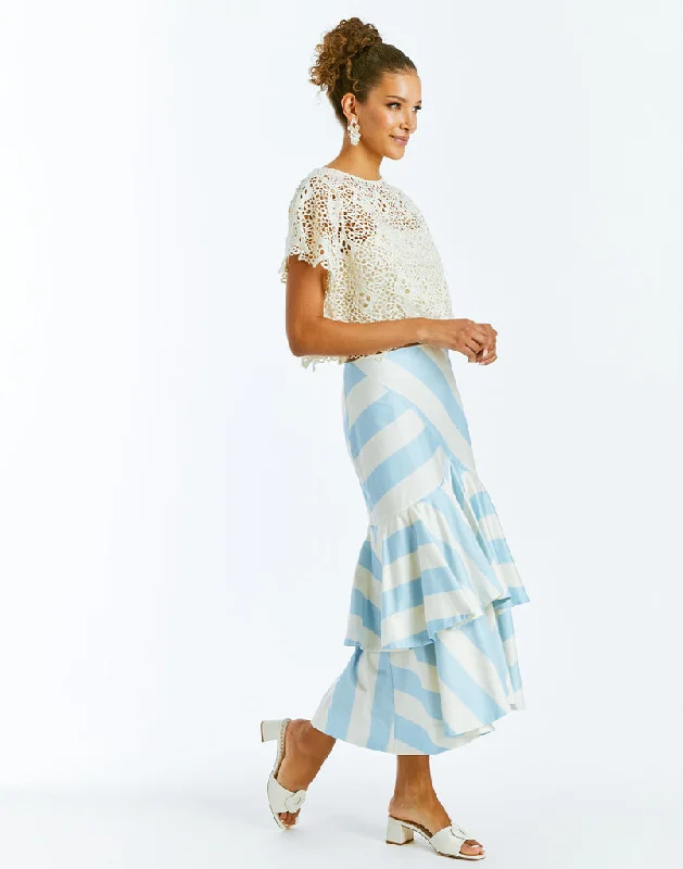 Victoria Convertible Gown Skirt in Blue & Ivory Stripe