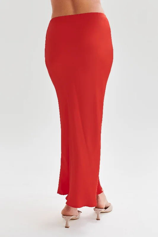 Violeta Satin Maxi Skirt - Red