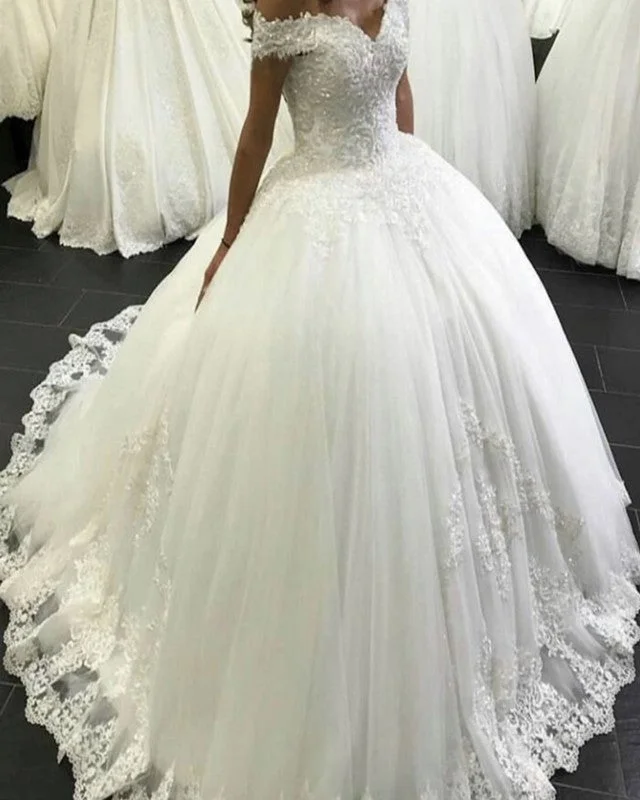 Wedding Dress Off Shoulder Ball Gown Appliques