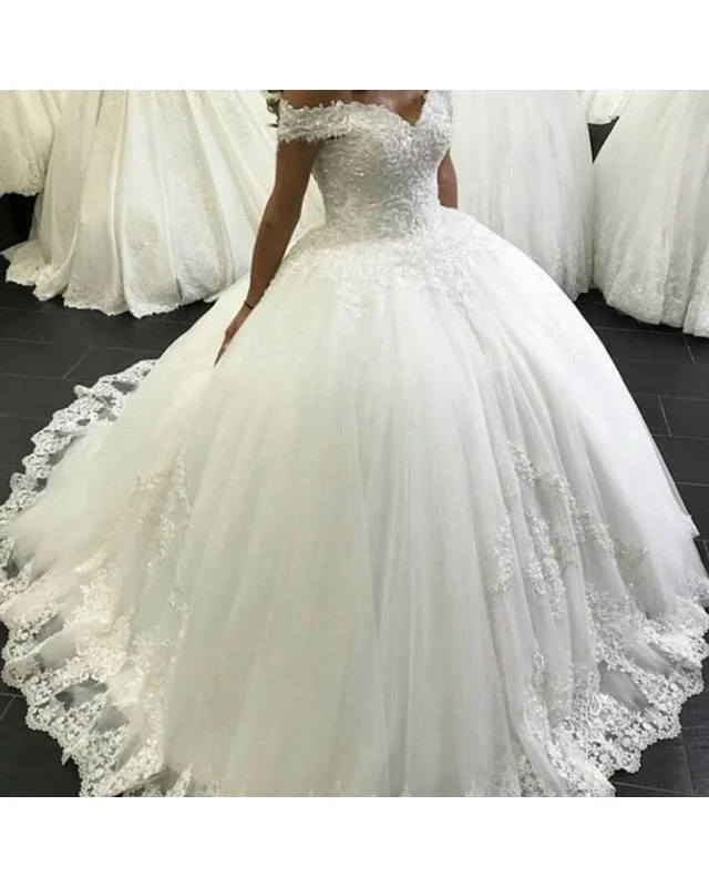 Wedding Dress Off Shoulder Ball Gown Appliques