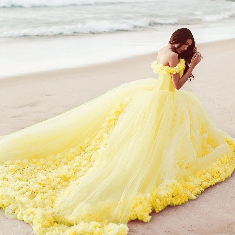 Flowers And Tulle Quinceanera Dresses Ball Gowns Off Shoulder