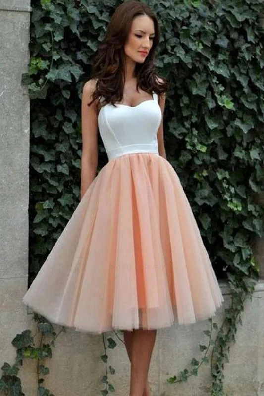 Shop Before It’s Gone!Cute A Line Sweetheart White and Peach Tulle Short Homecoming Dresses cg279 Shop Before It’s Gone!Cute A Line Sweetheart White and Peach Tulle Short Homecoming Dresses cg279