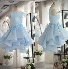 Shop Now and Save!Light Blue Satin Organza Short Party Dress ,cute homecoming dress cg259 Shop Now and Save!Light Blue Satin Organza Short Party Dress ,cute homecoming dress cg259