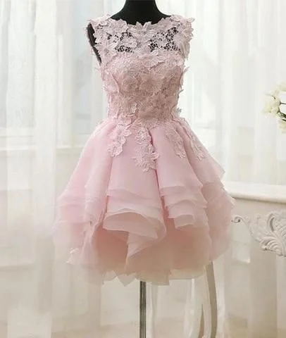 Limited Time Offer!Pink Appliques Organza Tiered Short Homecoming Dress,Simple Homecoming Dresses cg260 Limited Time Offer!Pink Appliques Organza Tiered Short Homecoming Dress,Simple Homecoming Dresses cg260
