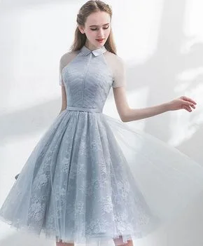Bigger Savings, Better Shopping!Unique Grey Tulle Homecoming Dress, A-Line See Through Short Sleeves Dress, Elegant Party Dress cg290 Bigger Savings, Better Shopping!Unique Grey Tulle Homecoming Dress, A-Line See Through Short Sleeves Dress, Elegant Party Dress cg290