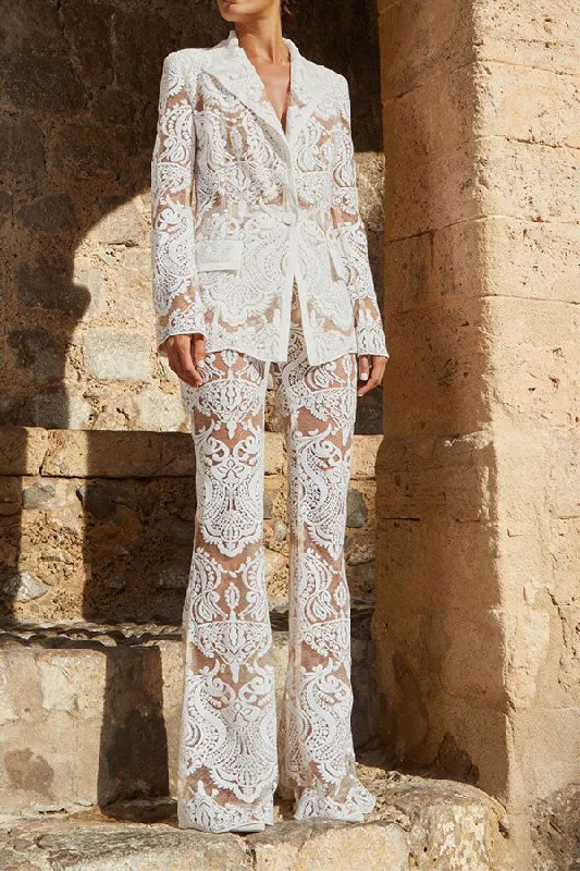 Save Up to 50% Off!Sequined Decor Glamorous See-Through Lace Pant Suit